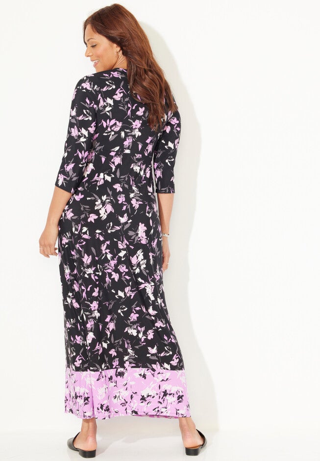 Lilac Garden Faux-Wrap Maxi Dress, , on-hover image number null
