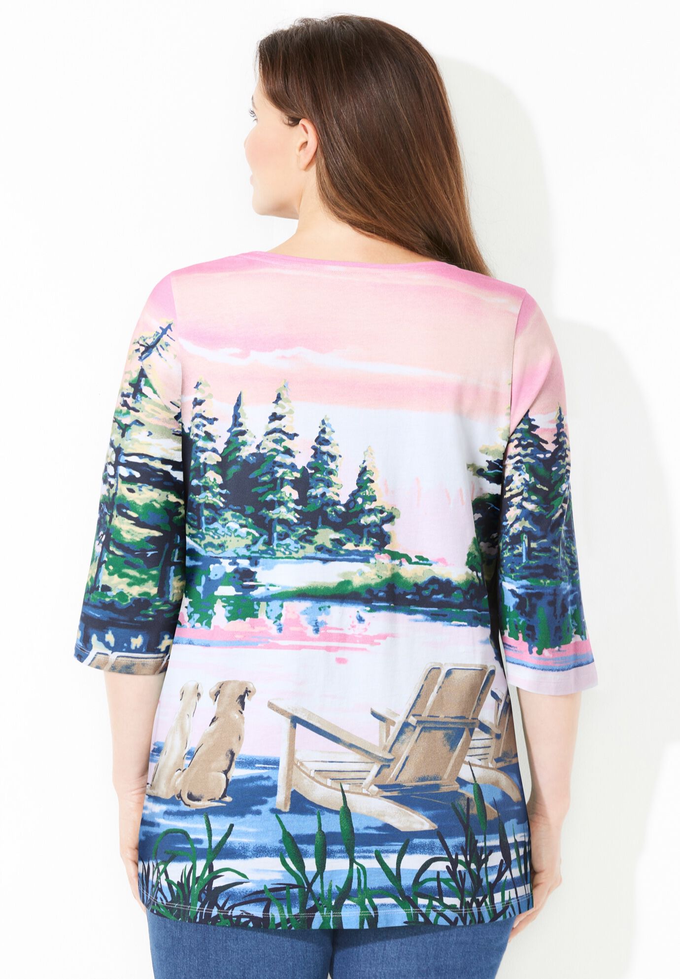 3/4 SLEEVE SEASONAL TEE, VINTAGE ROSE MOUNTAIN VIEW, on-hover image number 1