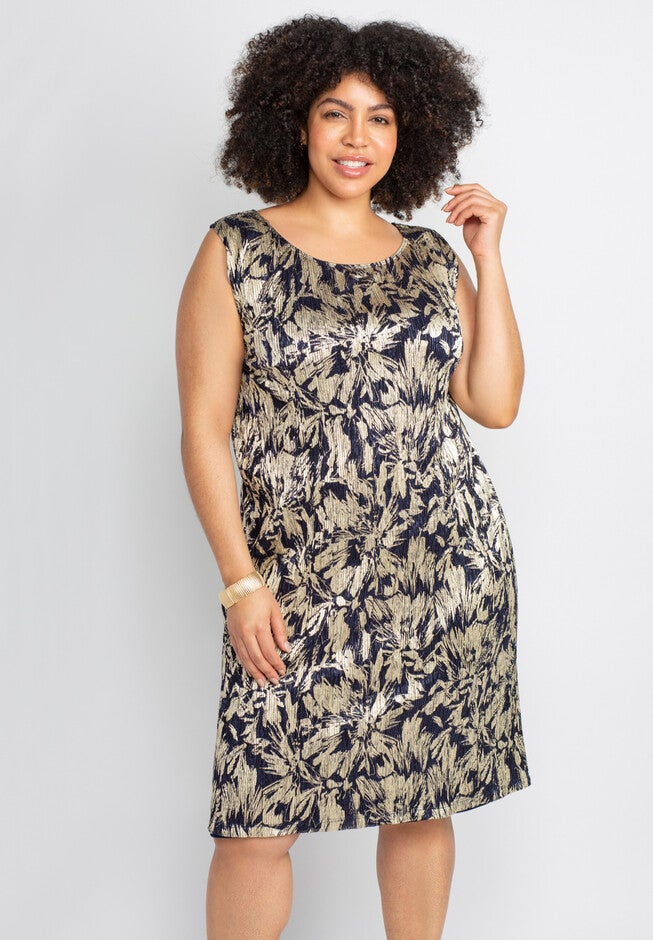 2-Piece Foil Print Jacket Dress Set, , alternate image number null