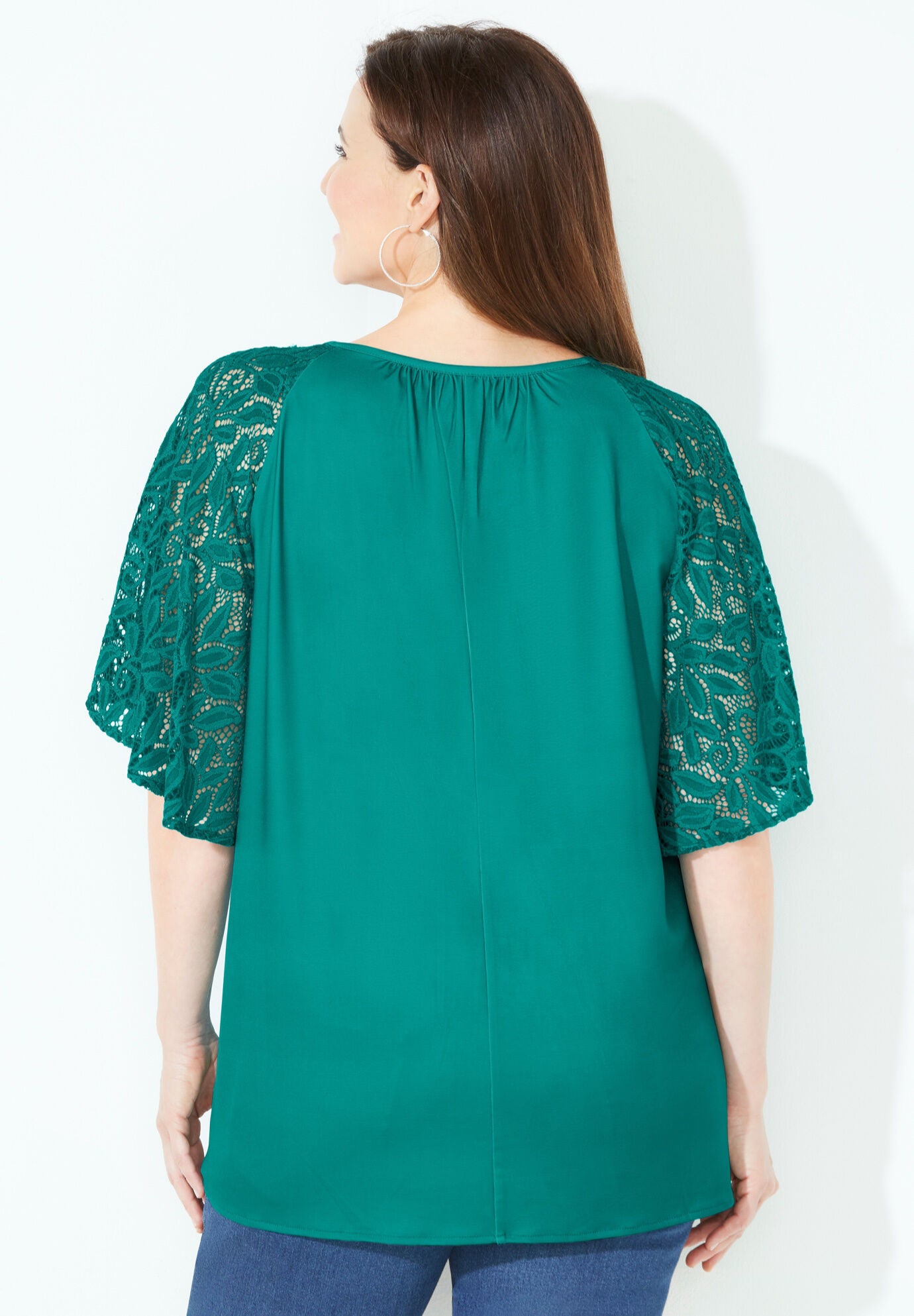 Raglan Lace Sleeve Top, , on-hover image number 1