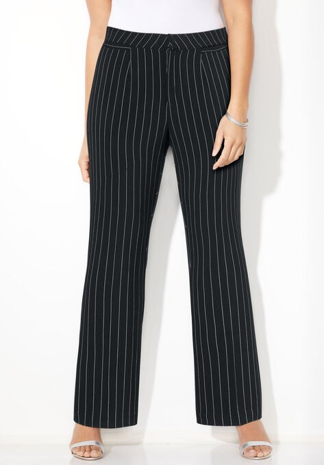 Right Fit Pant (Moderately Curvy), BLACK WHITE PINSTRIPE, hi-res image number null