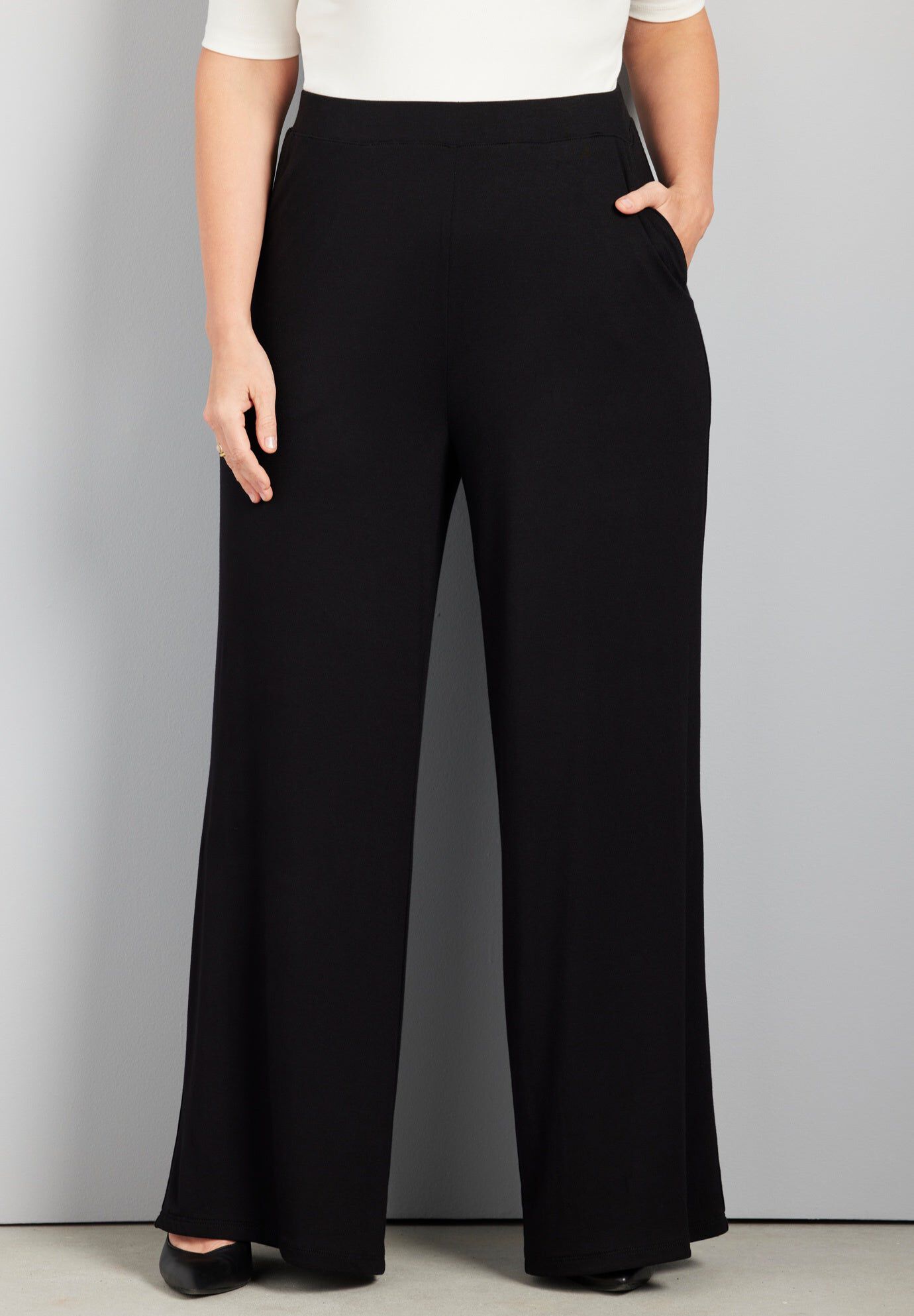 Curvy Collection Wide Leg Pant, BLACK, hi-res image number 0