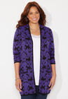Luxe Leopard Sweater Cardigan, DARK VIOLET DAMASK, hi-res image number null