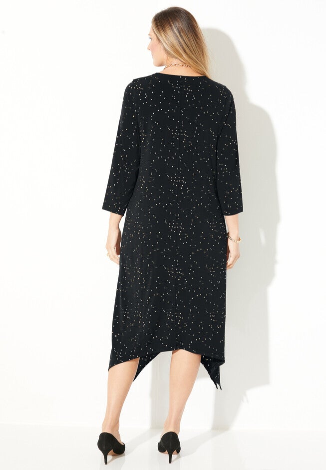 Metallic Dot Shark-Bite Dress, , on-hover image number null