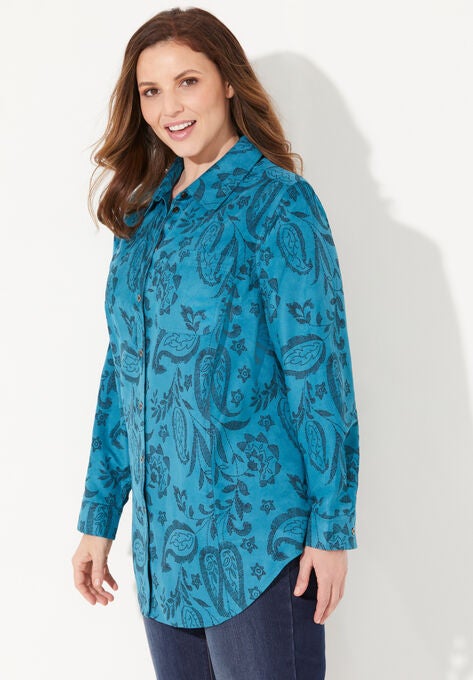 Sueded Buttonfront Shirt, , alternate image number null