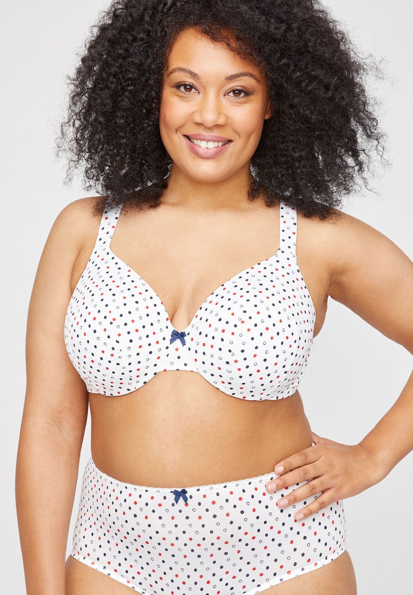 Full-Coverage Smooth Underwire Bra, NAUTICAL DOTS WHITE, hi-res image number 0