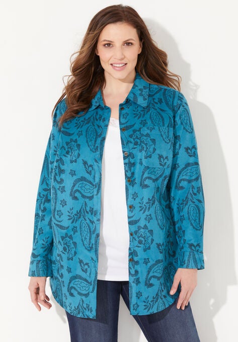 Sueded Buttonfront Shirt, , alternate image number null