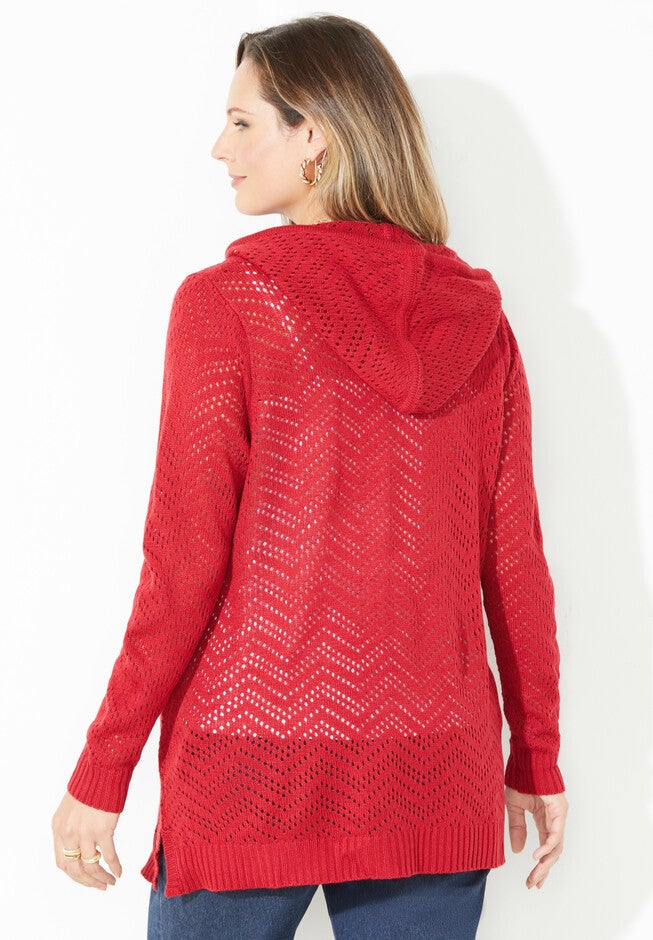Pointelle Zip Hoody Cardigan, , on-hover image number null