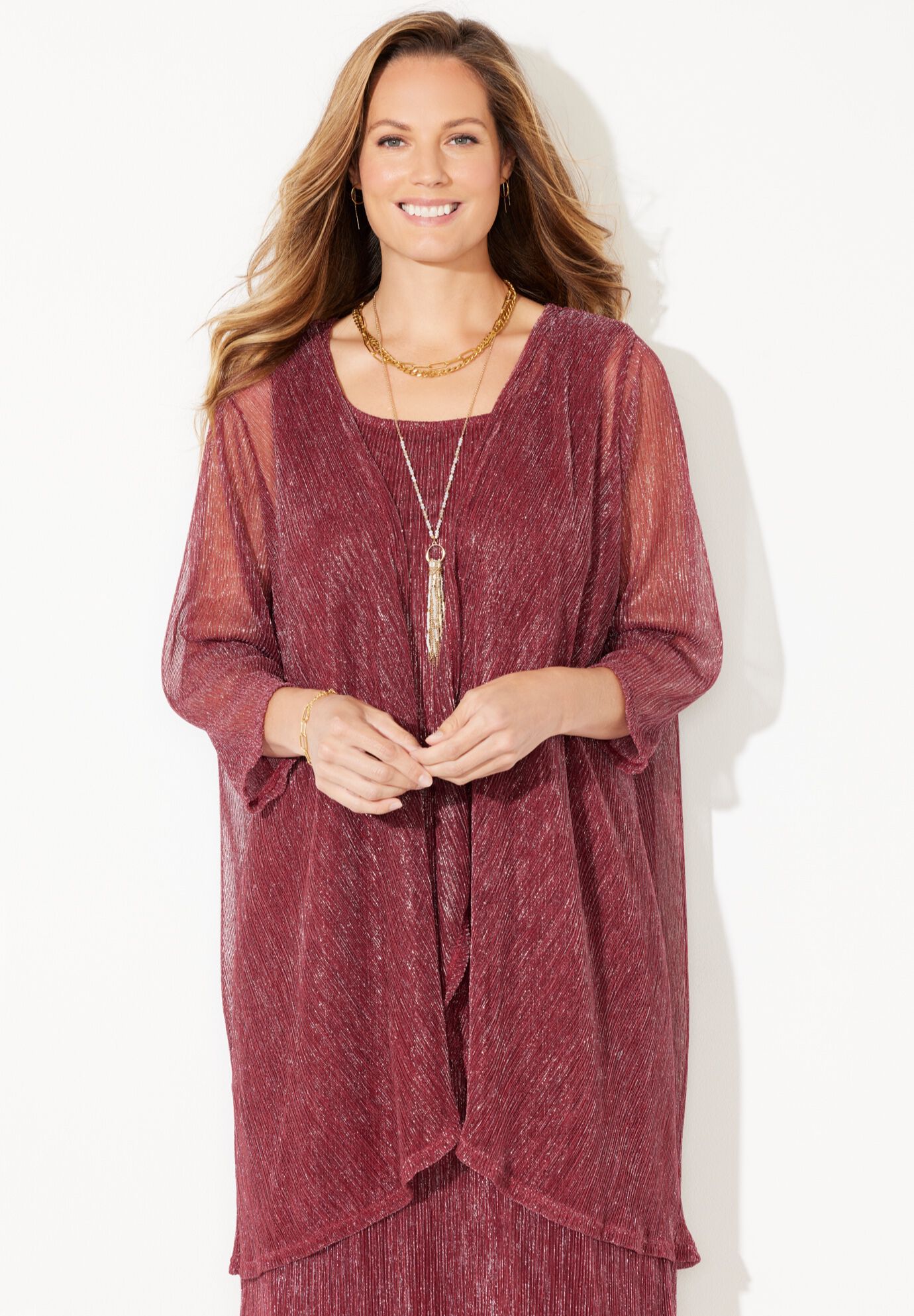 Shimmer Crinkle Duet Dress, , alternate image number 2