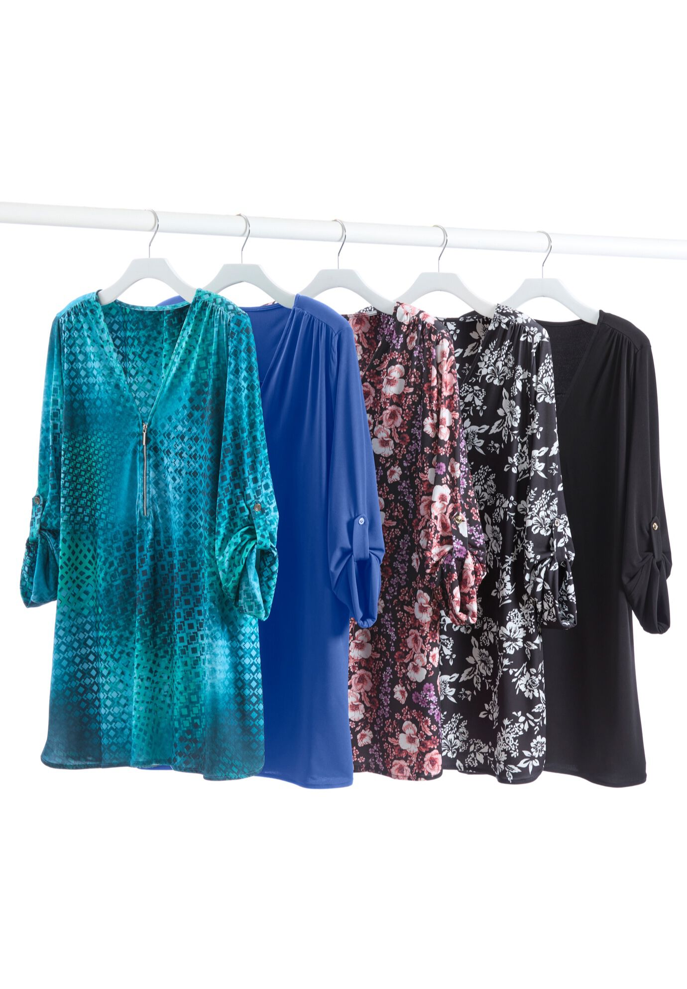 Dream Drape Zip V-Neck Top, , alternate image number 2