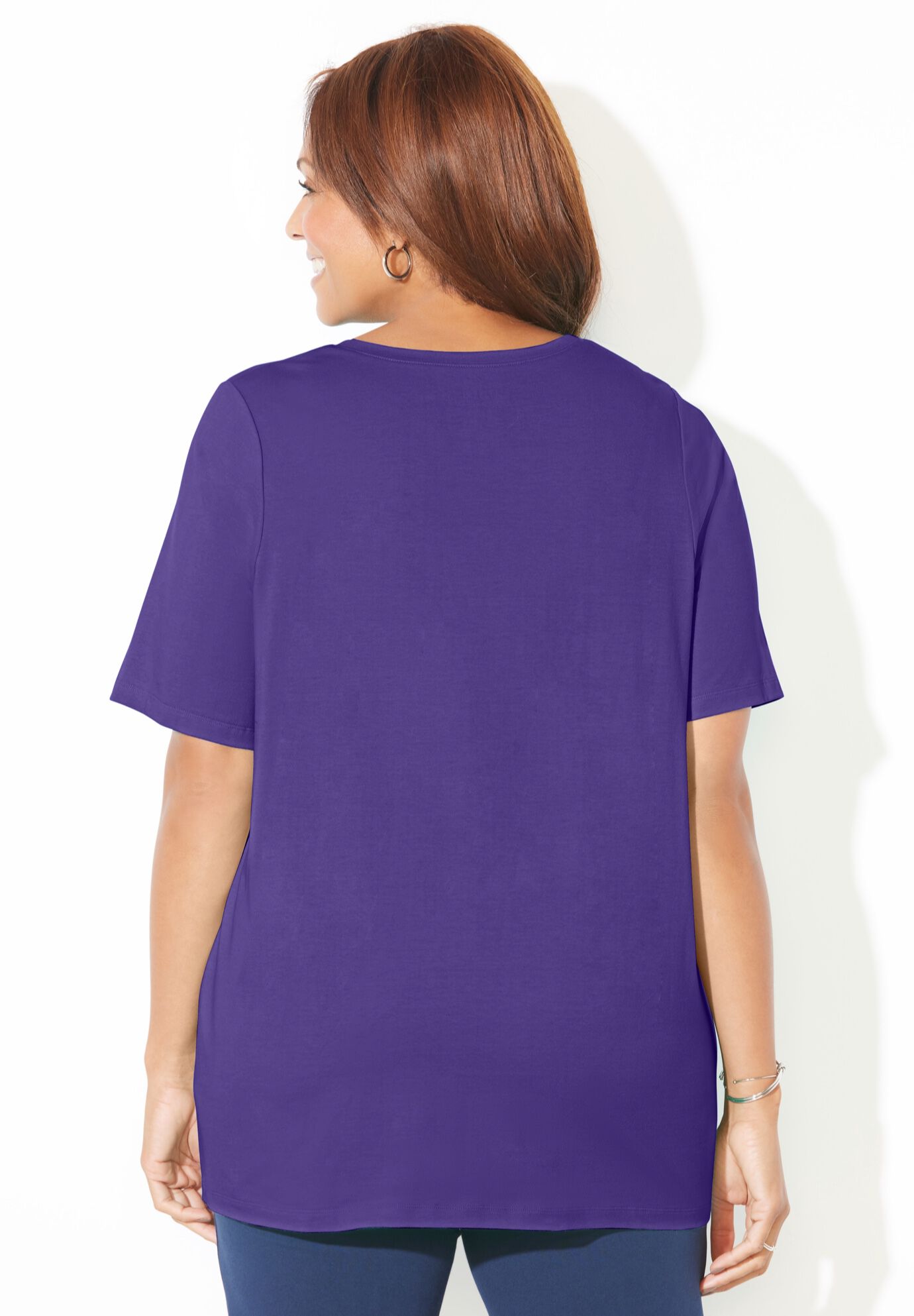 Suprema&reg; Lace-Up Tee, DARK VIOLET, alternate image number 2