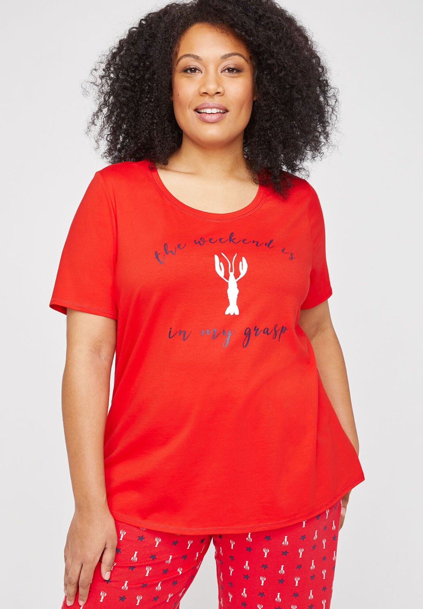 Fireworks Cotton Sleep Tee, RED, hi-res image number 0