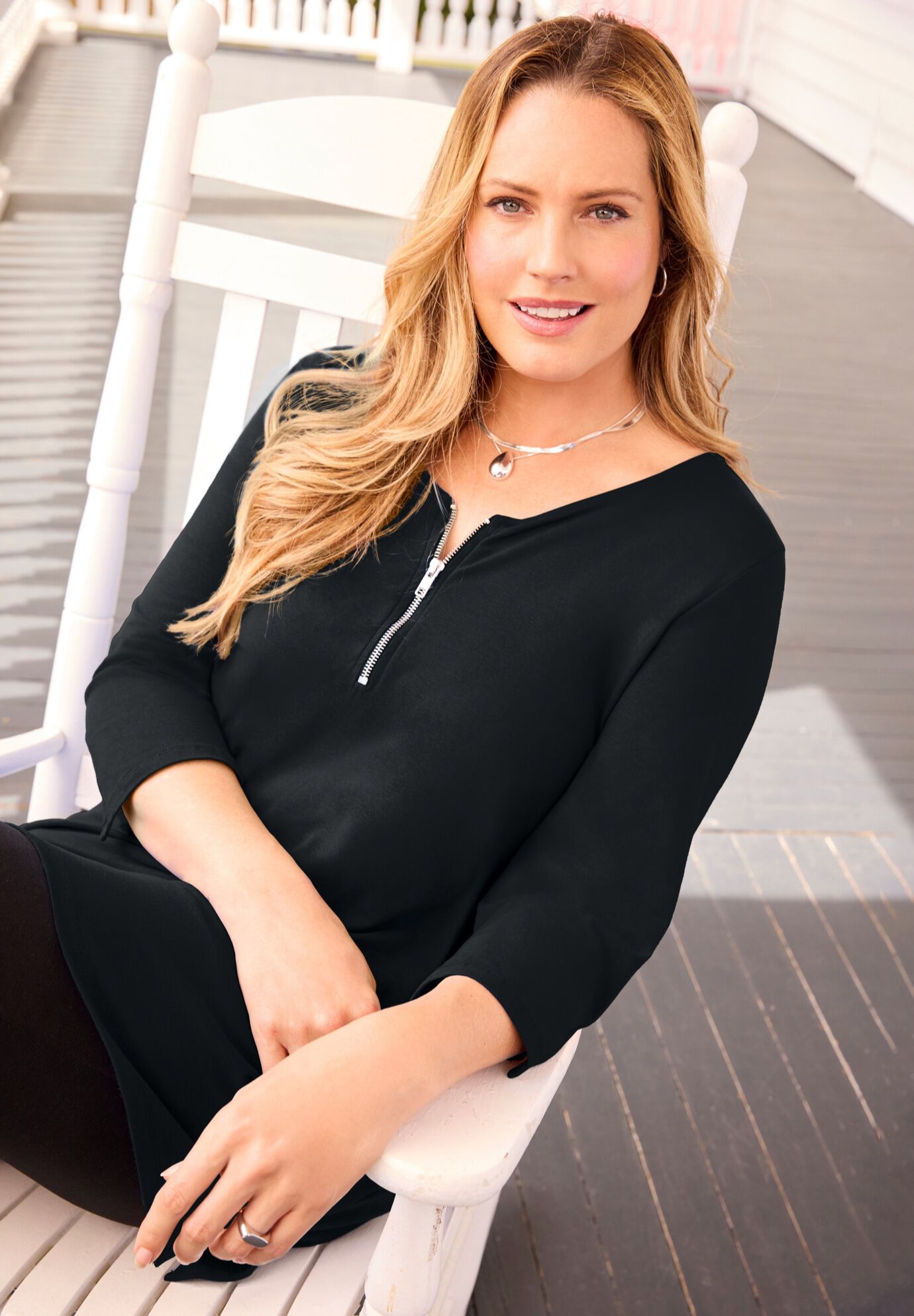 Suprema® Studio Half-Zip Tunic, BLACK, on-hover image number 1