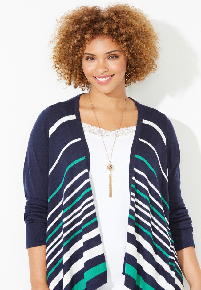 Liz&Me® Striped Cascade Cardigan, , alternate image number null