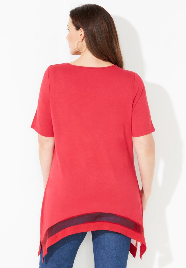Mesh Hem Shark-Bite Top, , on-hover image number null