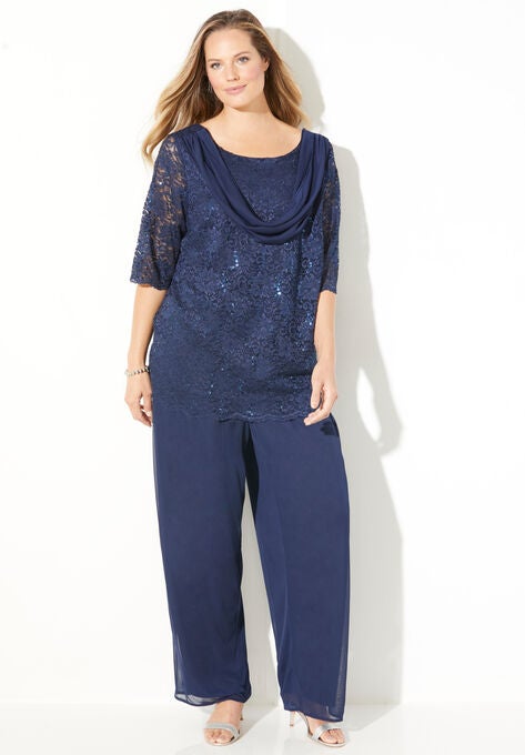 Sparkle & Lace Pant Set, MARINER NAVY, hi-res image number null
