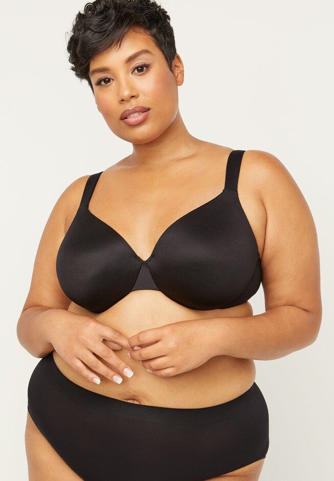 Solid Full-Coverage Smooth Underwire Bra, BLACK, hi-res image number null