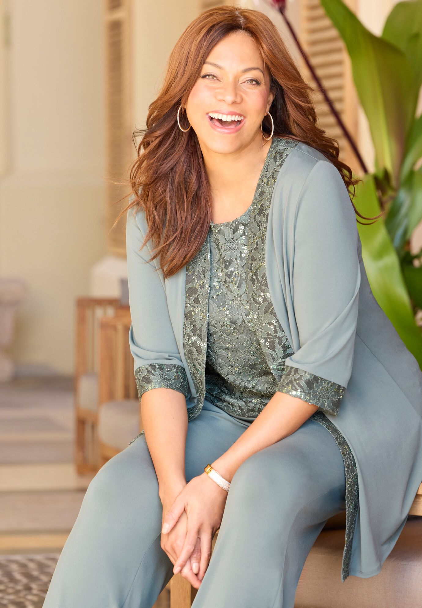 3-Piece Lace Gala Pant Suit, , alternate image number 3