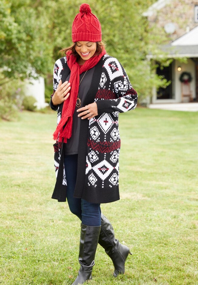 Classic Fair Isle Coatigan, , alternate image number 3