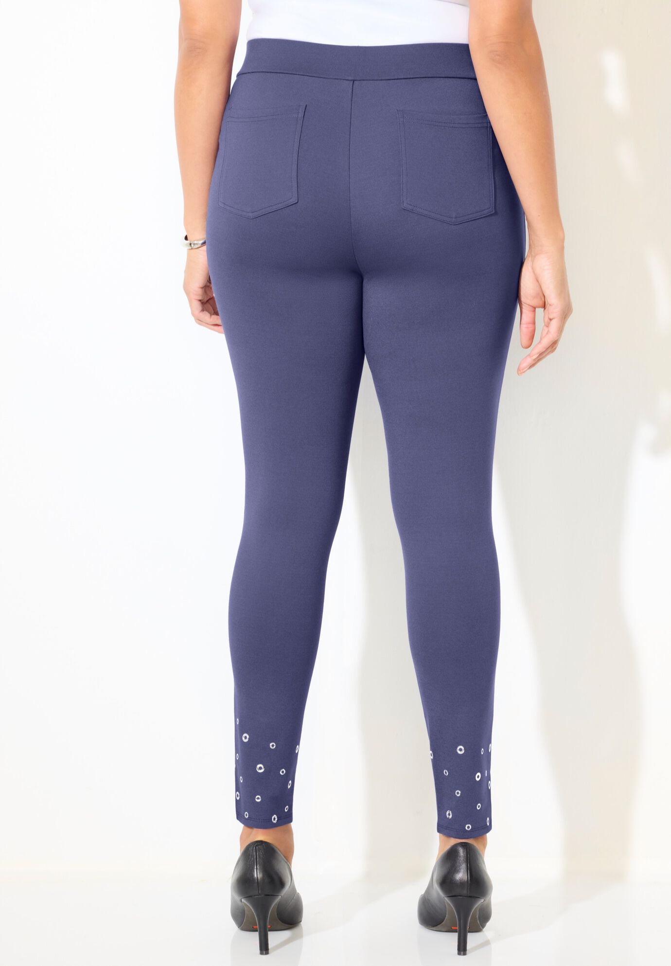 Black Label Grommet Ponte Pant, DEEP DUSK, on-hover image number 1