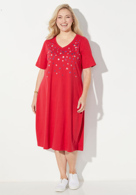 Mayfair Park A-line Dress, RED STAR FALLING, hi-res image number null