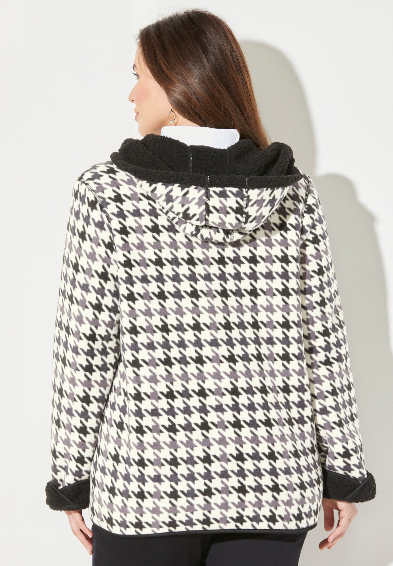 Printed Fleece Coat with Sherpa Lining, WALNUT BROWN ANIMAL, on-hover image number 1