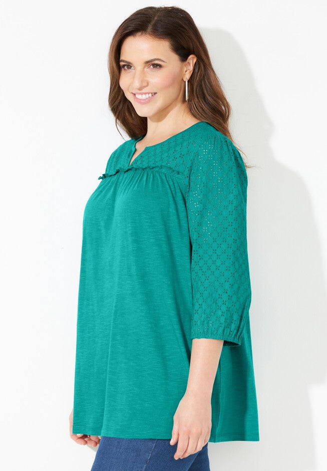 Eyelet Trim Top, , alternate image number null