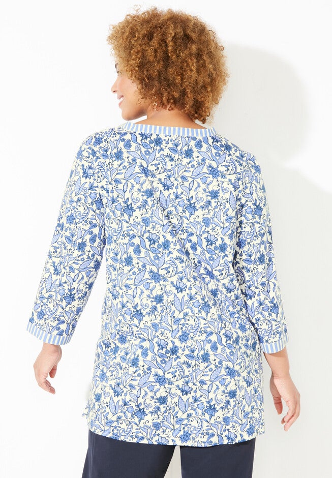 Liz&Me® Mixed Print Colorblock Tunic, , on-hover image number null