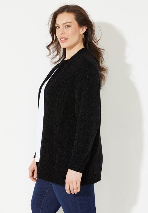 Cozy Chenille Zip Cardigan, , alternate image number null