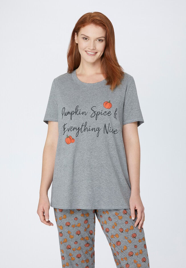 Pumpkin Spice Sleep Tee, MID GREY PUMPKIN, hi-res image number null