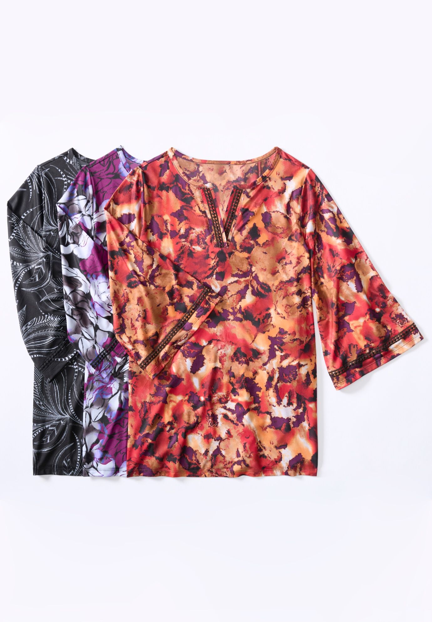 Crochet Detail Bell Sleeve Top, , alternate image number 3