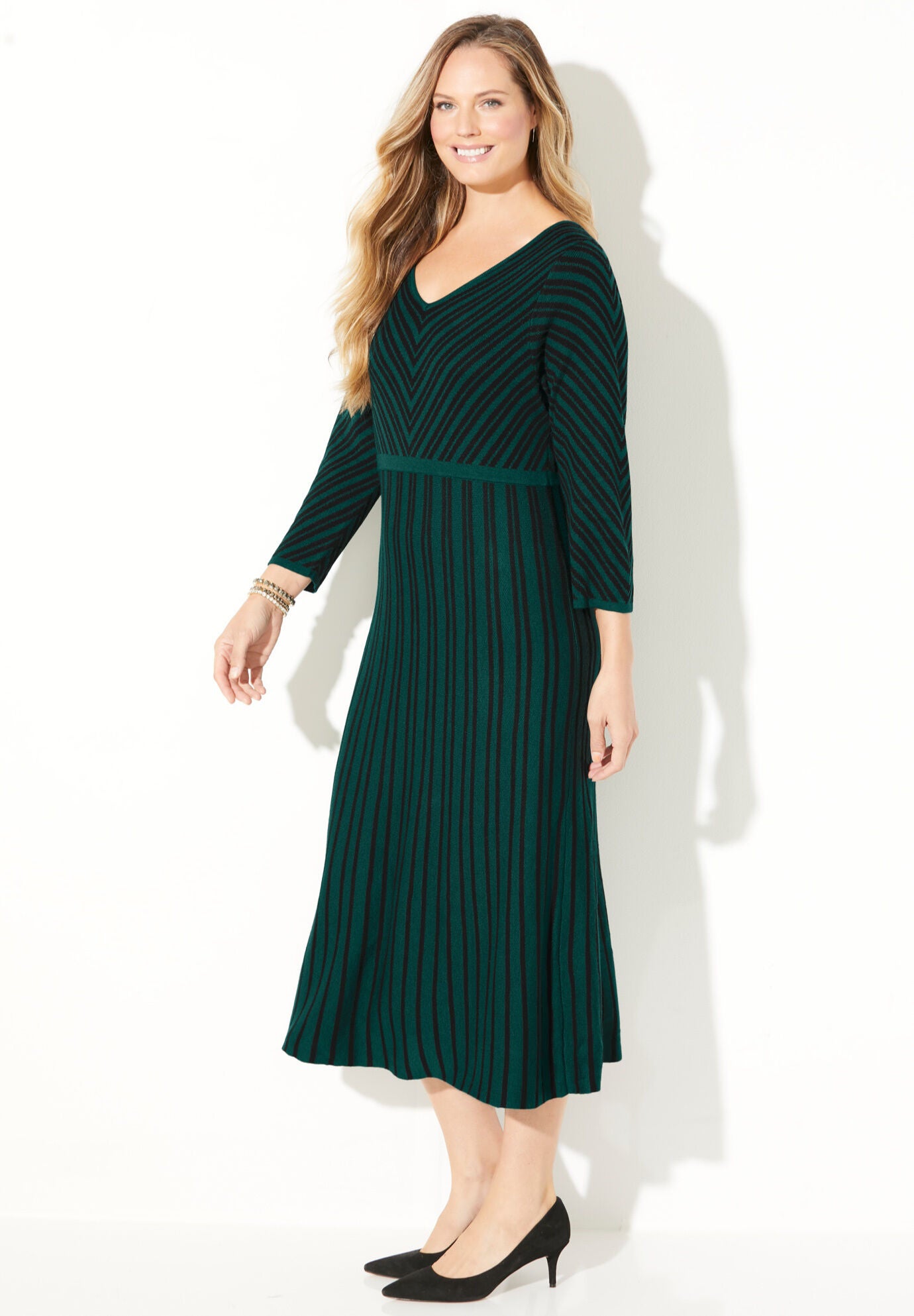 Fit N&rsquo; Flare Sweater Dress, , alternate image number 1