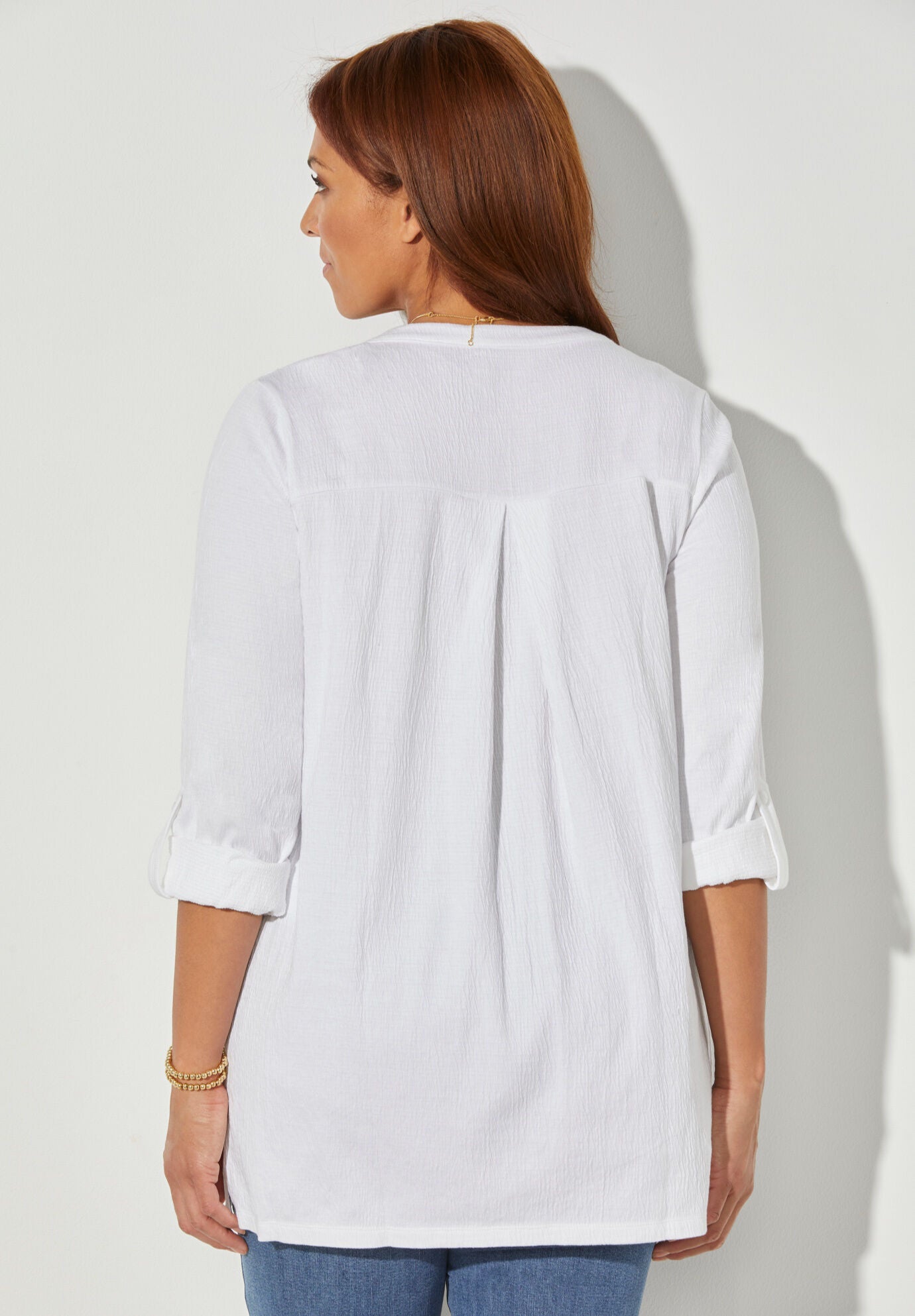 Origami Trim Gauze Tunic, , on-hover image number 1