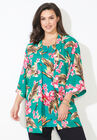 Alfresco Long Kimono, CLOVER GREEN TROPICAL FLORAL, hi-res image number null