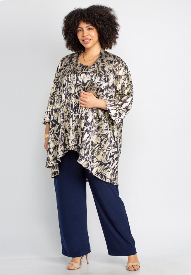3-Piece Foil Print Pant Set, , alternate image number null