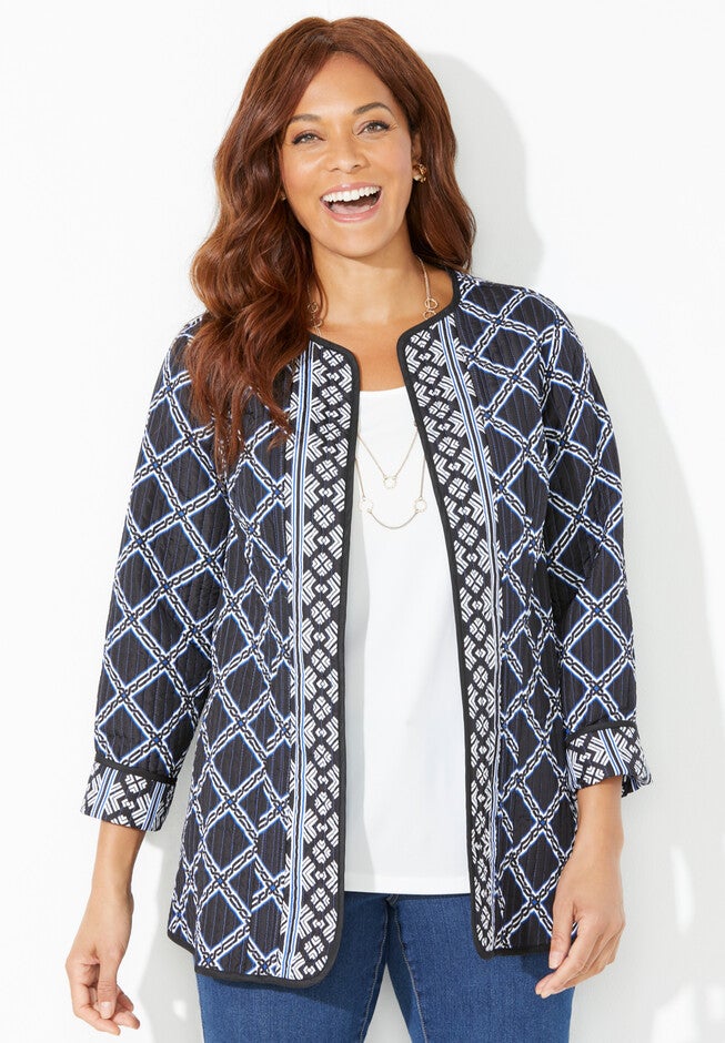Reversible Channel Stitch Jacket, DARK SAPPHIRE TRELLIS GEO, hi-res image number null