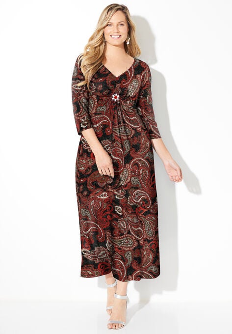 Winflo Medallion Twist Maxi Dress, BLACK BATIK PAISLEY, hi-res image number null