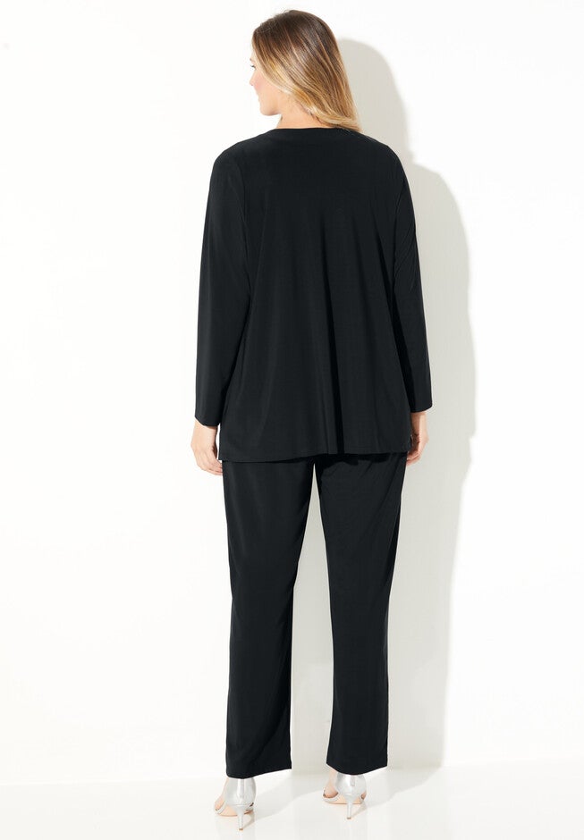 Beaded Trim 3-Piece Jacket Pant Set, , on-hover image number null