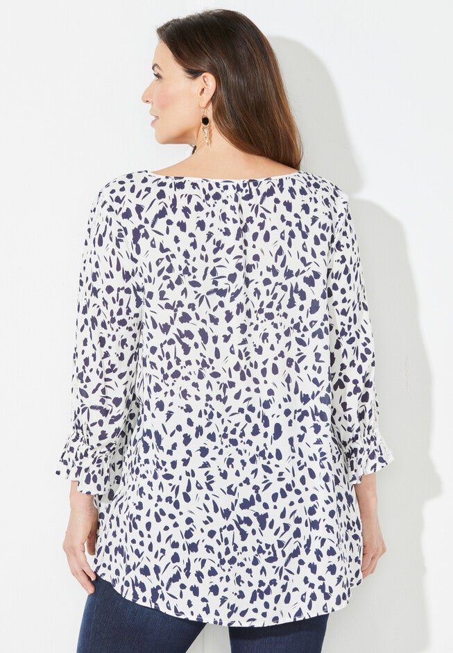 Crochet Sleeve Peasant Blouse, , on-hover image number null