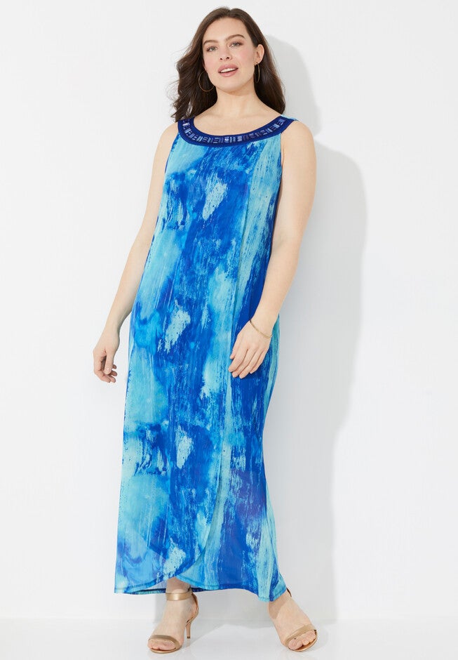 Watercolor Maxi Dress, ABSTRACT PRINT, hi-res image number 0