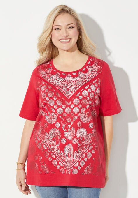 Saturday Scoopneck Tee, RED BANDANA PLACEMENT, hi-res image number null
