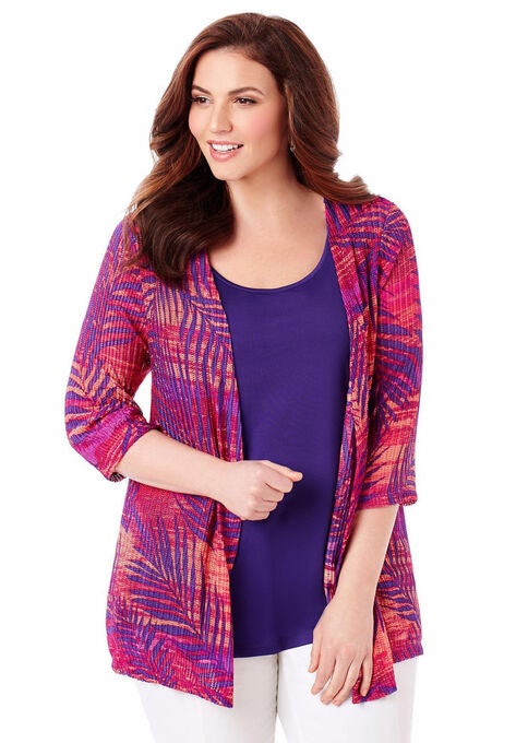 Harmony Knit Herringbone Cardigan, TIE DYE PALM, hi-res image number null