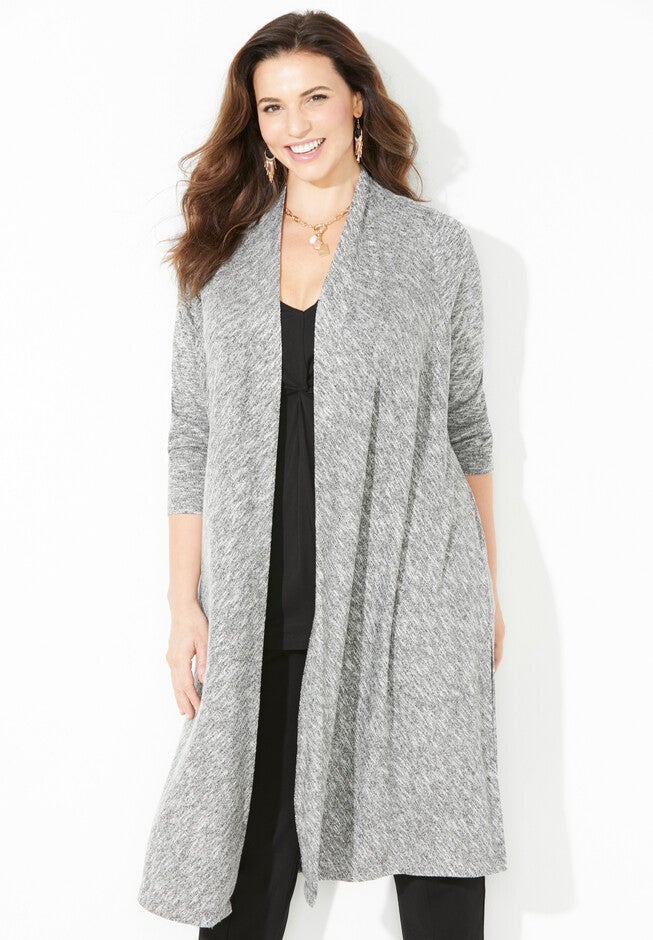 Curvy Collection Duster Cardigan, BLACK, hi-res image number null