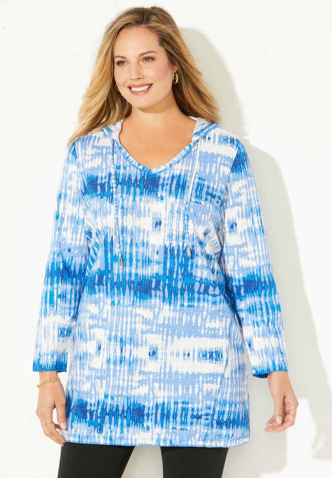 Cozy Tie-Dye Hoodie, DARK SAPPHIRE WATERCOLOR TEXTURE, hi-res image number 0