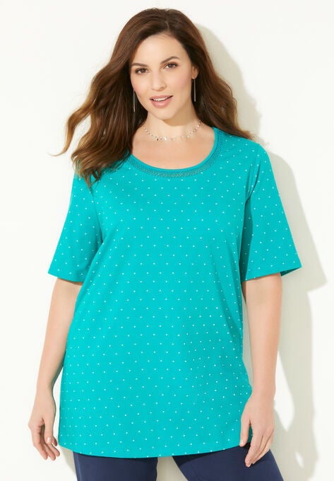 Suprema® Embroidered Scoopneck Tee, WATERFALL HEARTS, hi-res image number null