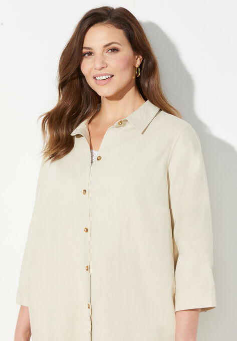 Classic Linen Buttonfront Shirt, , alternate image number null