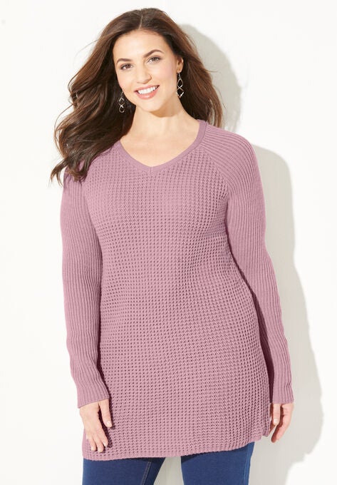 Daydream Waffle Knit Pullover, DUSTY PINK, hi-res image number null