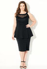 Curvy Collection Lace Peplum Tank, BLACK, hi-res image number null