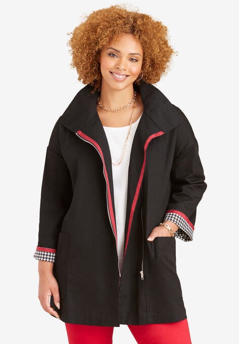 Liz&Me™ Funnelneck Raincoat, BLACK, hi-res image number null