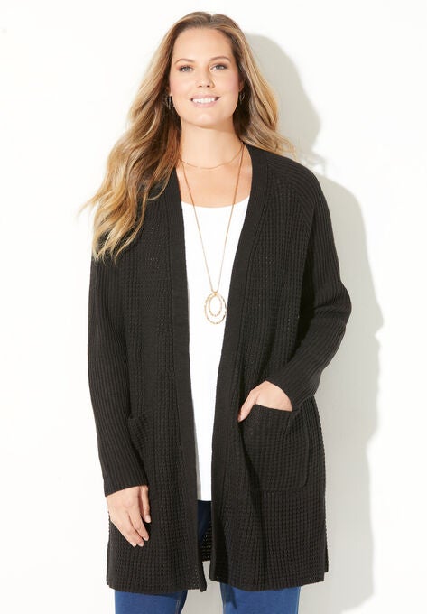 Daydream Waffle Knit Sweater, BLACK, hi-res image number null